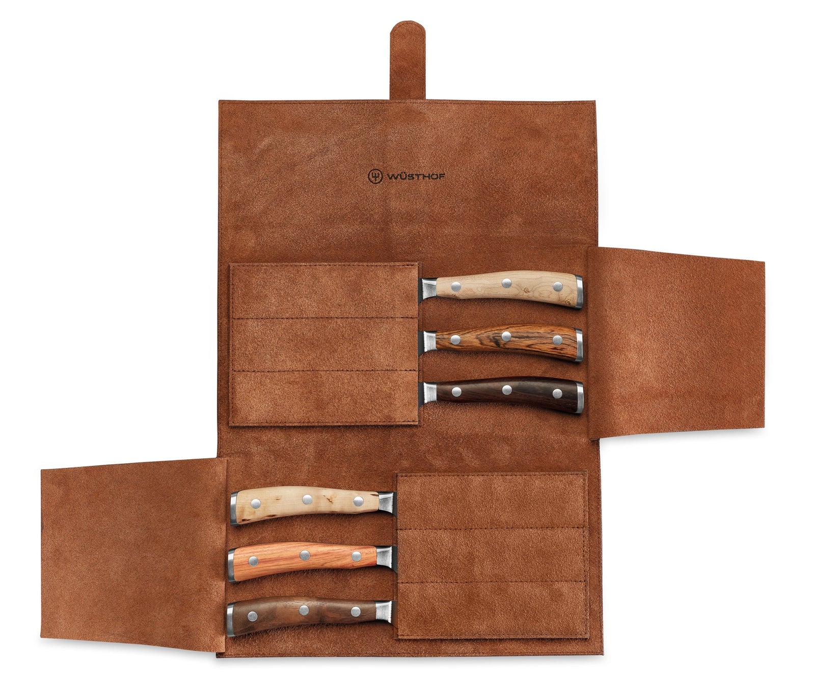 Wüsthof Ikon Steak Knife Set with Leather Roll – 6-pcs. Wusthof by Kitchen Niche