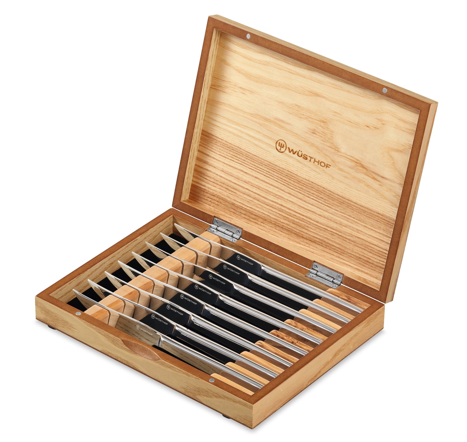 Wüsthof Mignon Steak Knife Set – 8 pcs. Stainless in Olivewood Gift Box Wusthof by Kitchen Niche