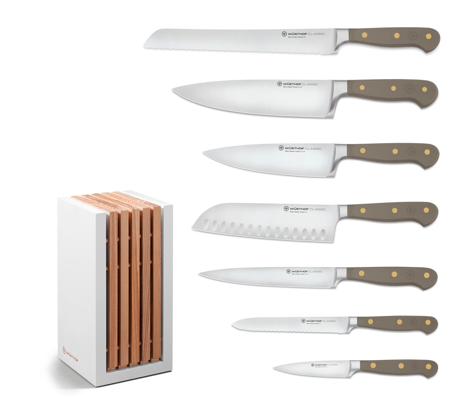 Wüsthof Classic Velvet Oyster Designer White Knife Block Set – 8-pcs. Wusthof by Kitchen Niche