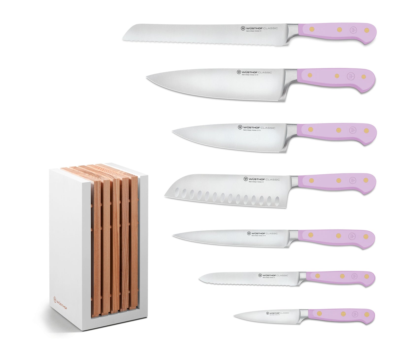 Wüsthof Classic Purple Yam Designer White Knife Block Set – 8-pcs. Wusthof by Kitchen Niche
