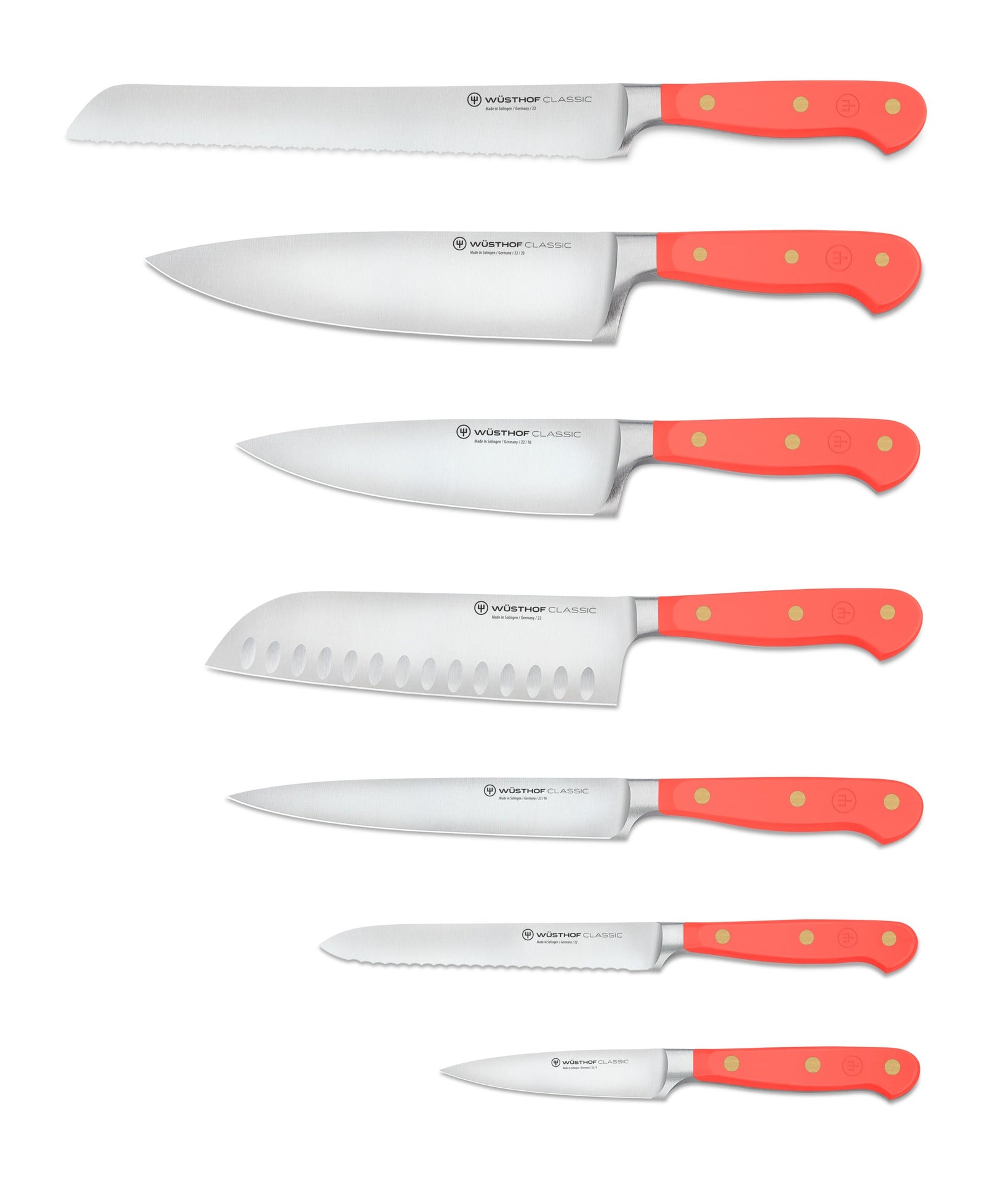 Wüsthof Classic Coral Peach Designer White Knife Block Set – 8-pcs. Wusthof by Kitchen Niche
