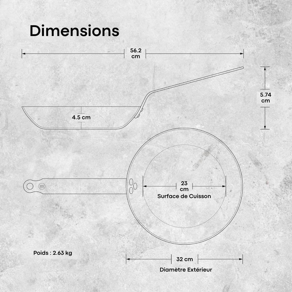 De Buyer Mineral B Element Round Steel Fry Pan – 32 cm
