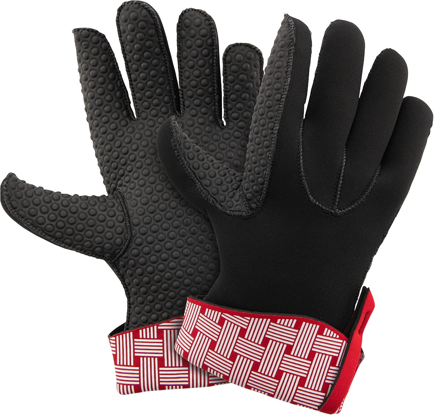 Kitchen Grips 5-Finger Woven Heat Resistant Gloves Large Cherry White 2-Piece