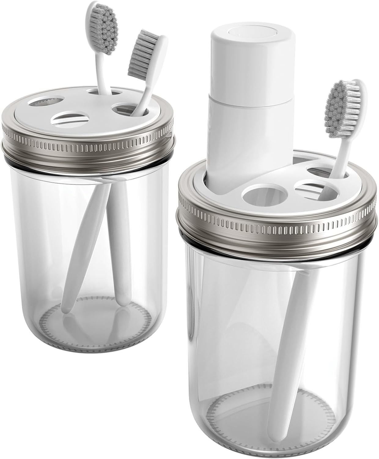 Jarware White Toothbrush and Toothpaste Holder Set