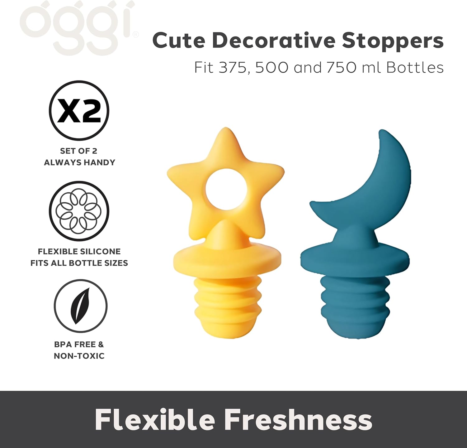 Oggi Set of 2 Stoppers – Moon and Star