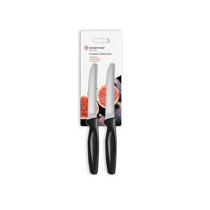 Wüsthof Create 2 Pcs. 4" Black Serrated Utility Knife - Hanging