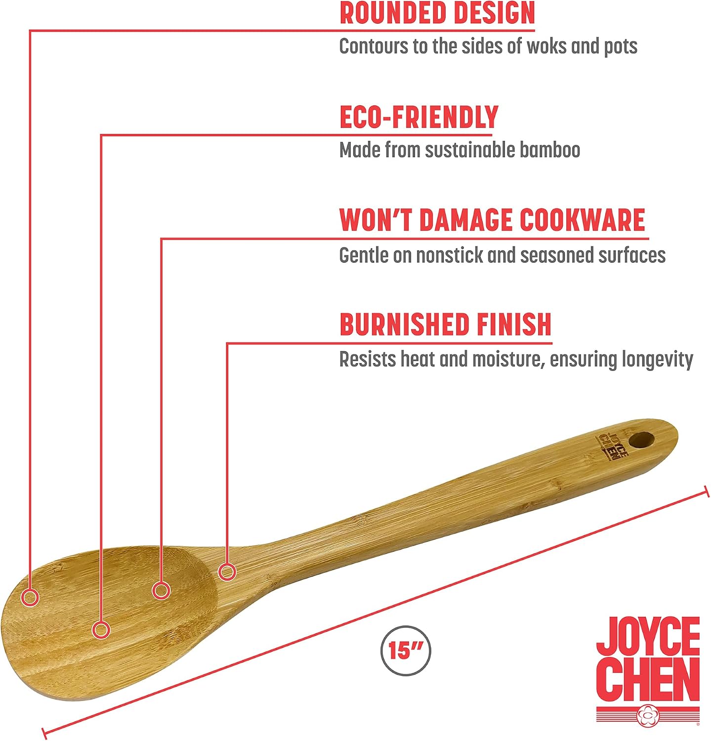 Joyce Chen Burnished Bamboo Mixing Spoon – 15"