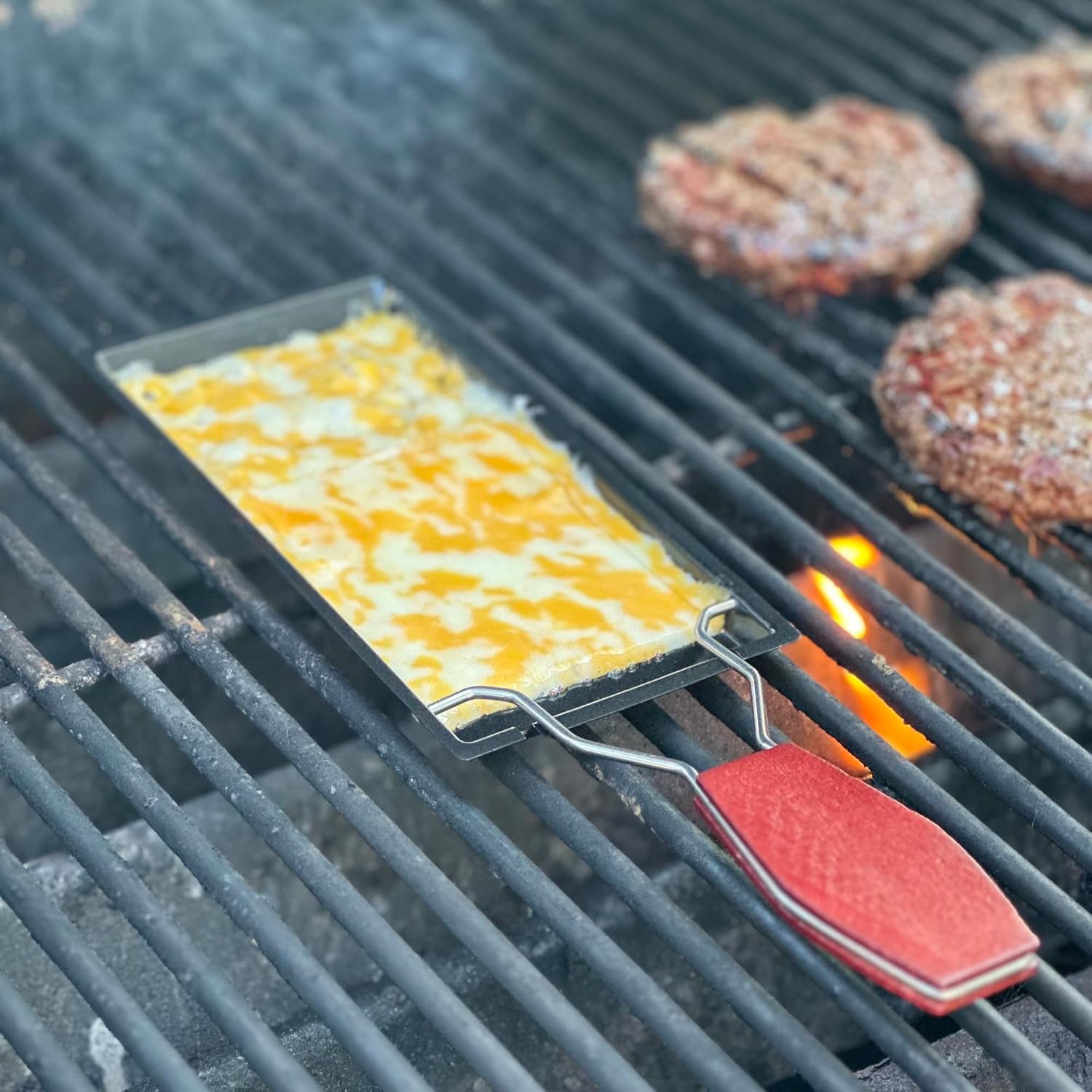 Outset BBQ Cheese Melt / Raclette Pan with Scraper
