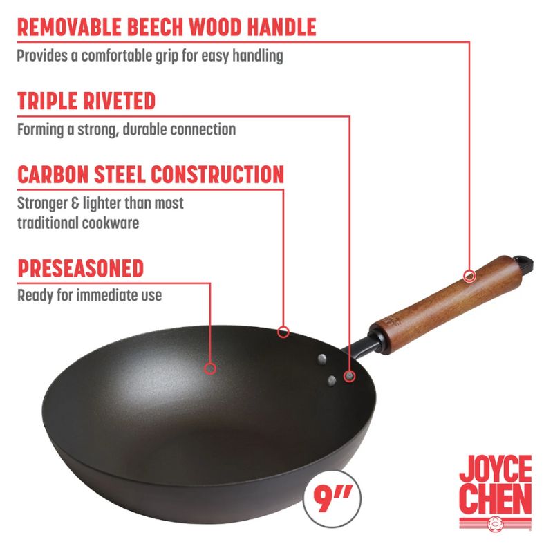 Joyce Chen Classic Series 9.5-Inch Carbon Steel Preseasoned Stir Fry Pan Joyce Chen by Kitchen Niche