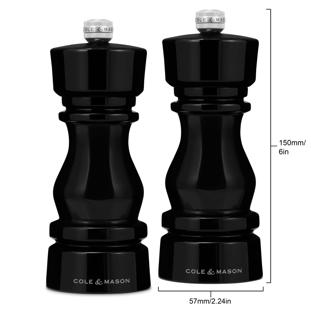 Cole & Mason London Salt & Pepper Mill Gift Set – Black Acrylic