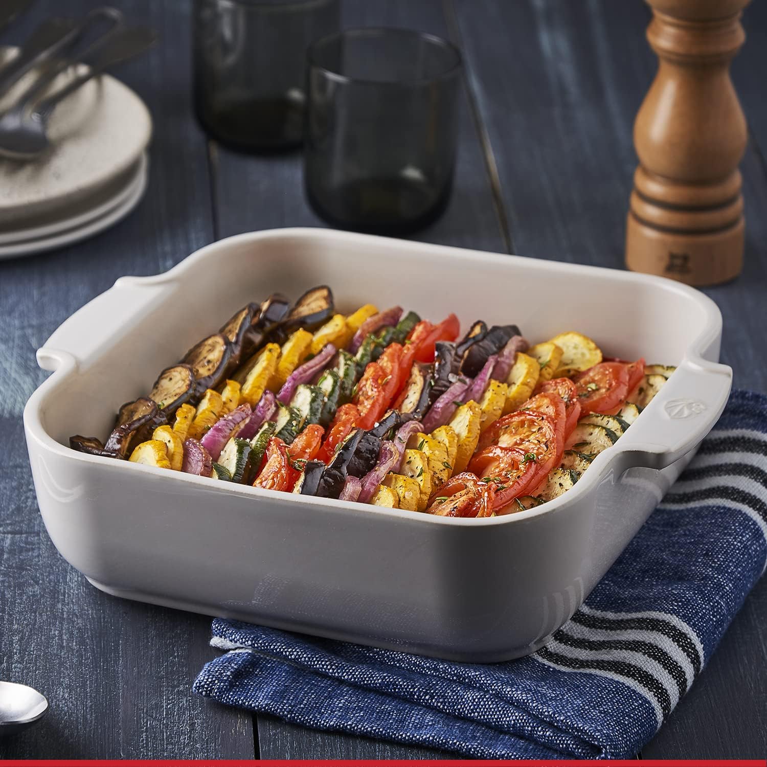 Peugeot Ceramic Baking Dish – Square – Ecru – 36 cm
