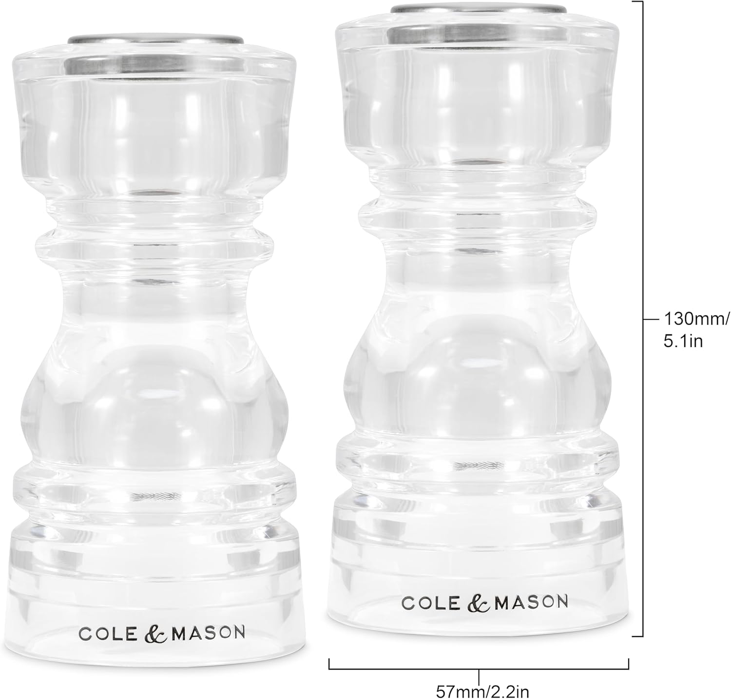 Cole & Mason London Pepper & Salt Shaker Set – Acrylic – 5" / 13 cm
