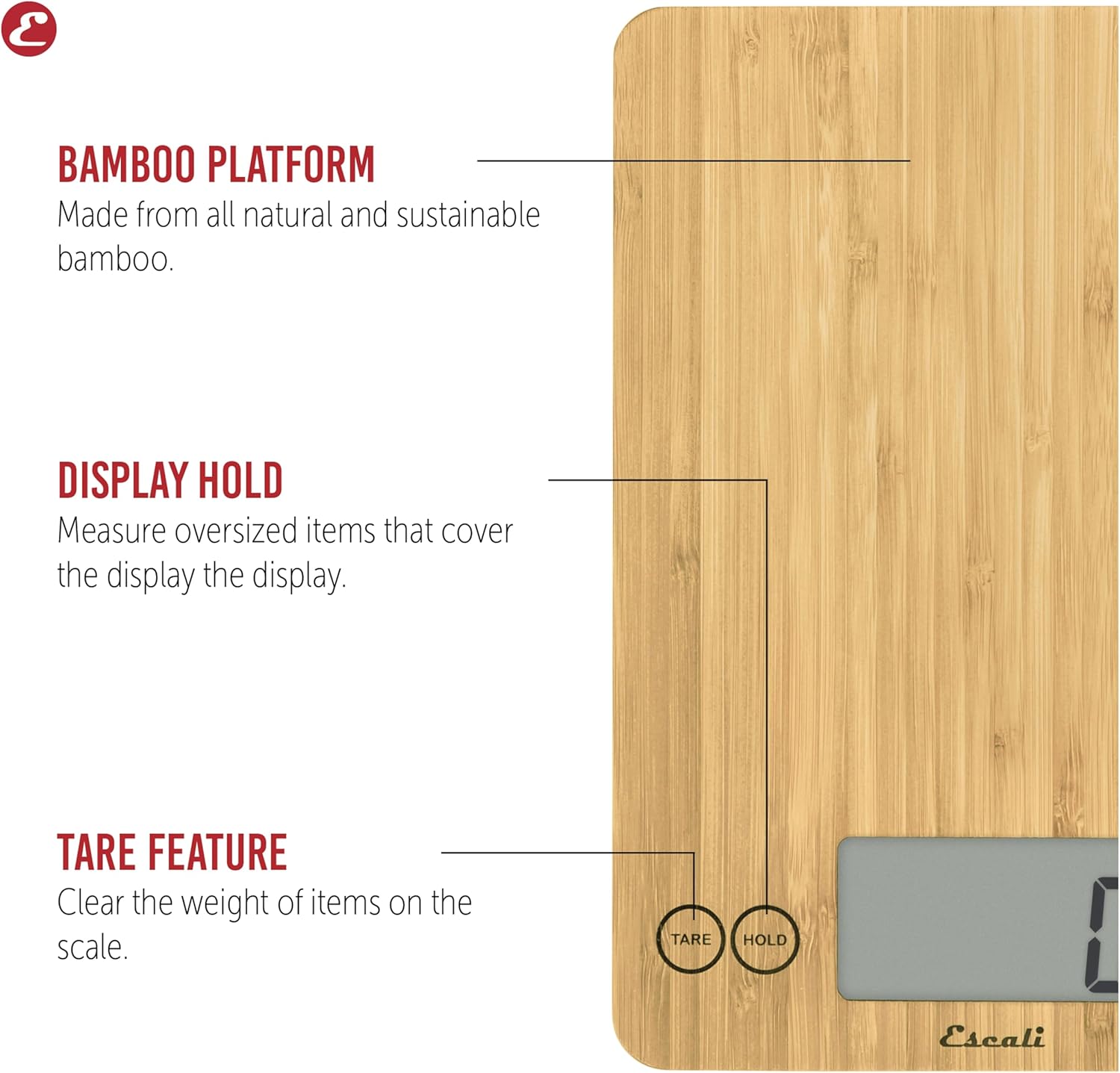 Escali Arti Digital Bamboo Kitchen Scale