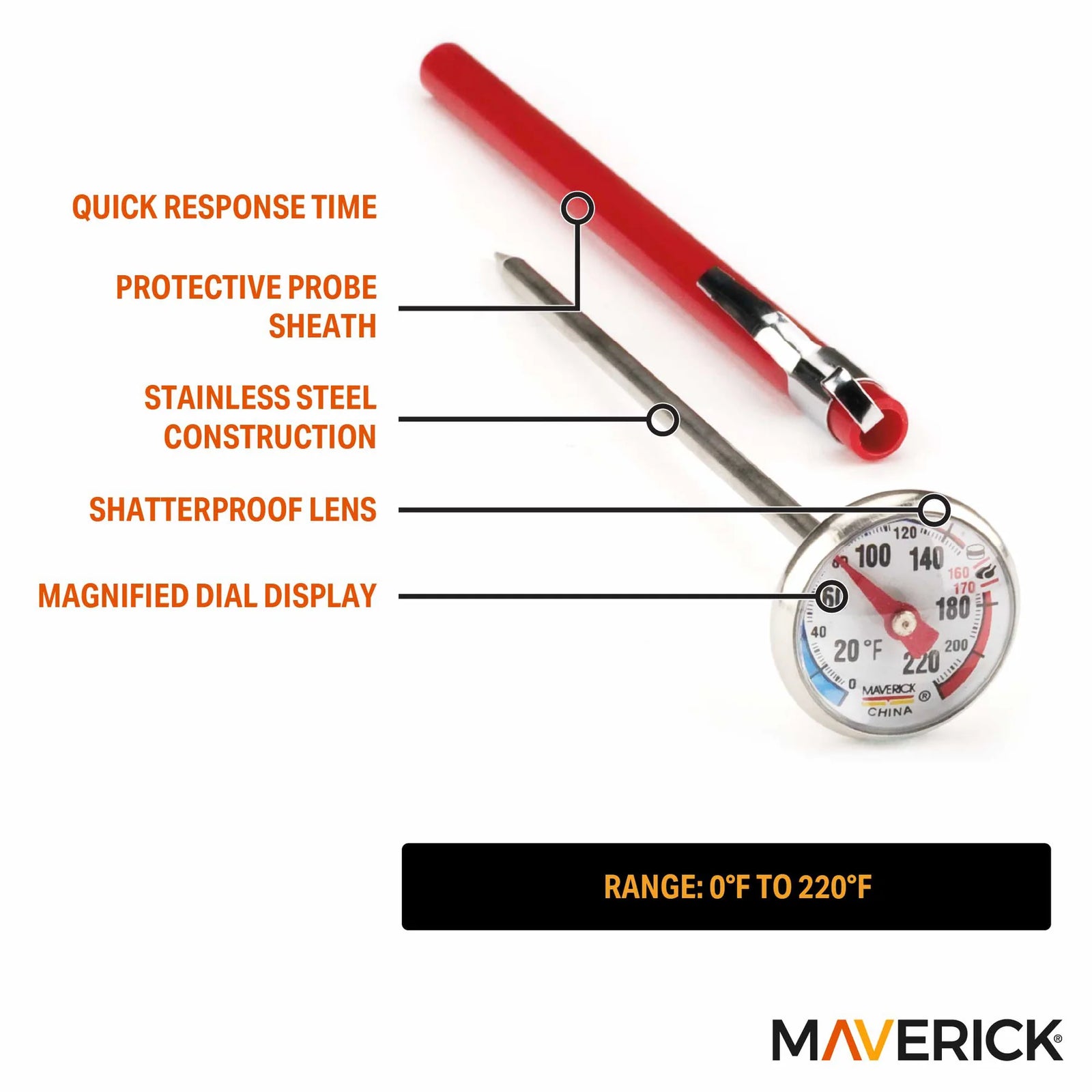 Maverick Instant Read Thermometer 1in Dial