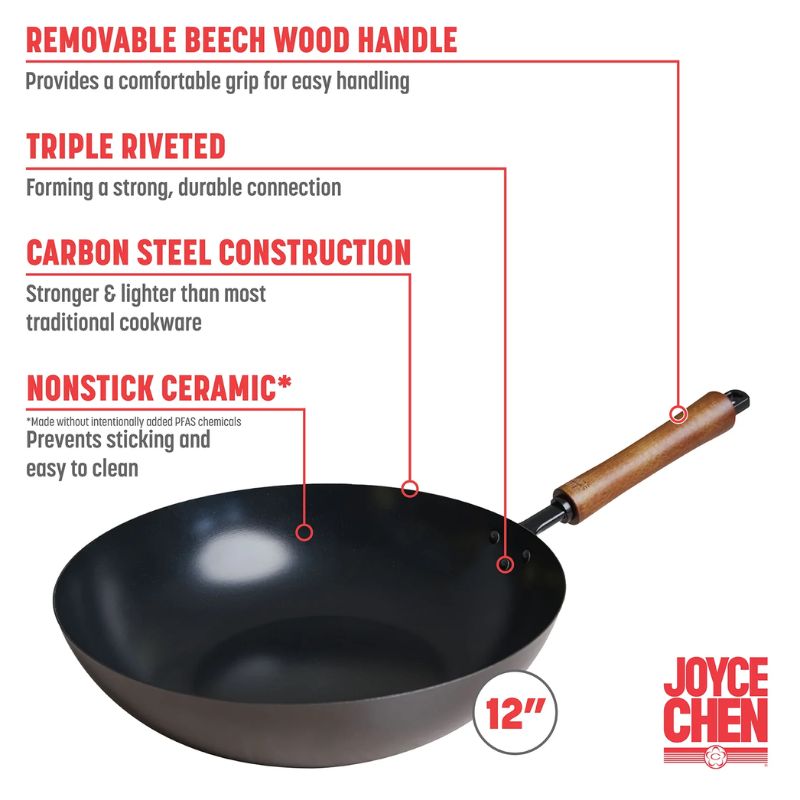 Joyce Chen Classic Series 12-Inch Carbon Steel Ceramic Nonstick Stir Fry Pan Joyce Chen by Kitchen Niche