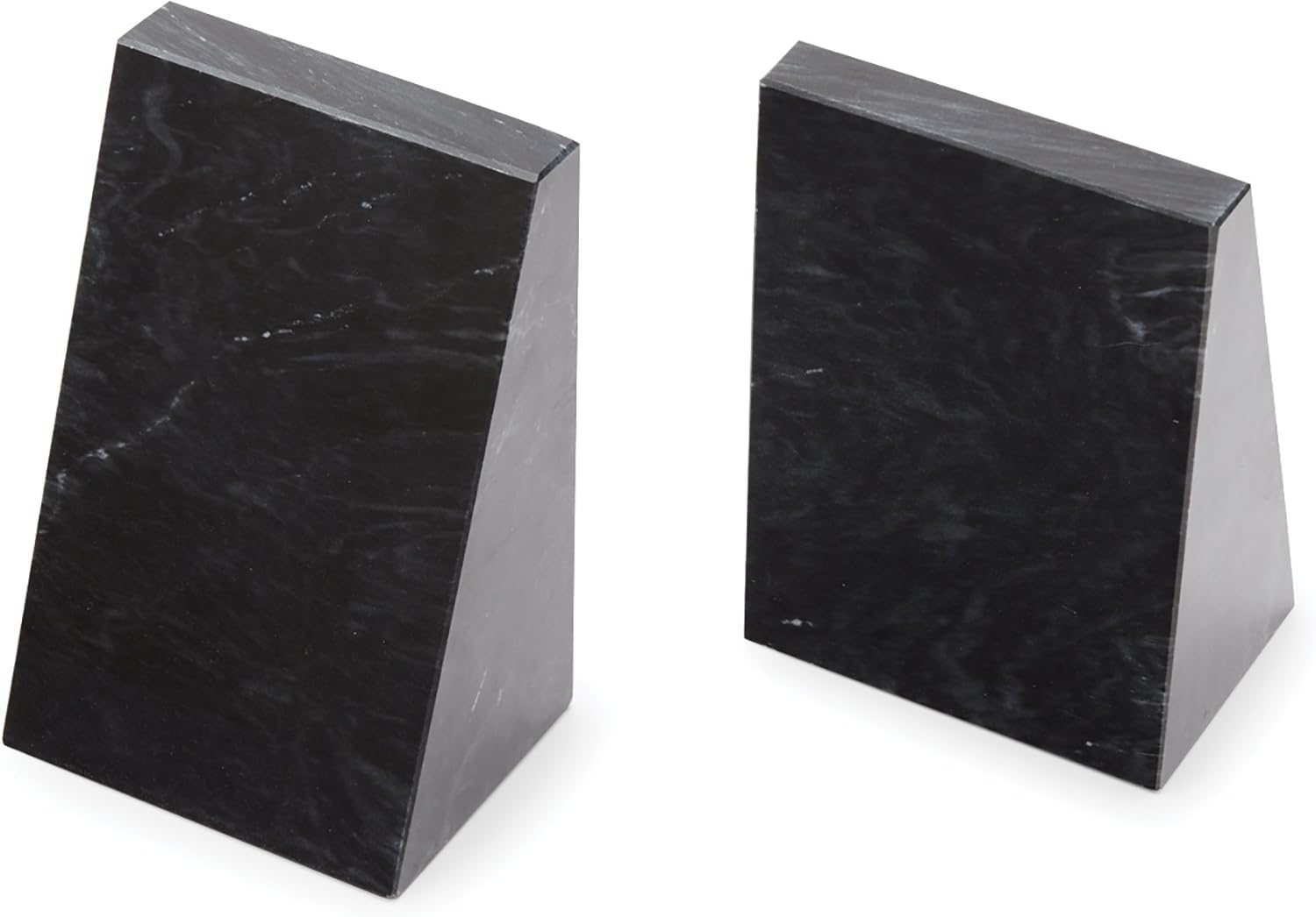 Fox Run Black Marble Triangular Bookends, Set of 2