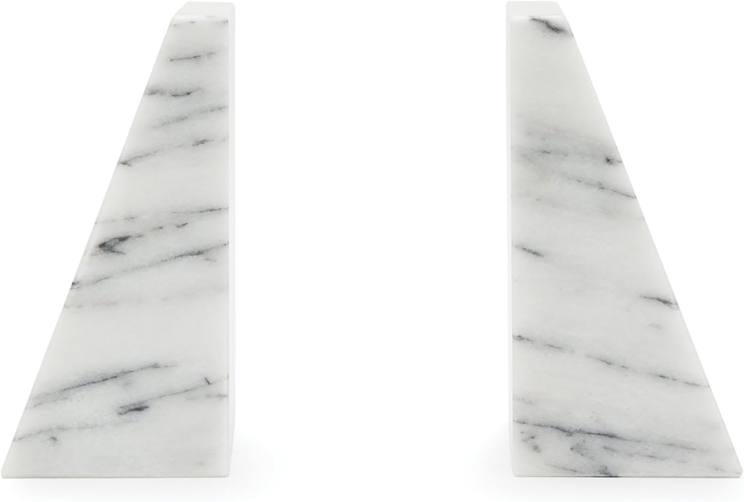 Fox Run White Marble Triangle Bookends, Set of 2