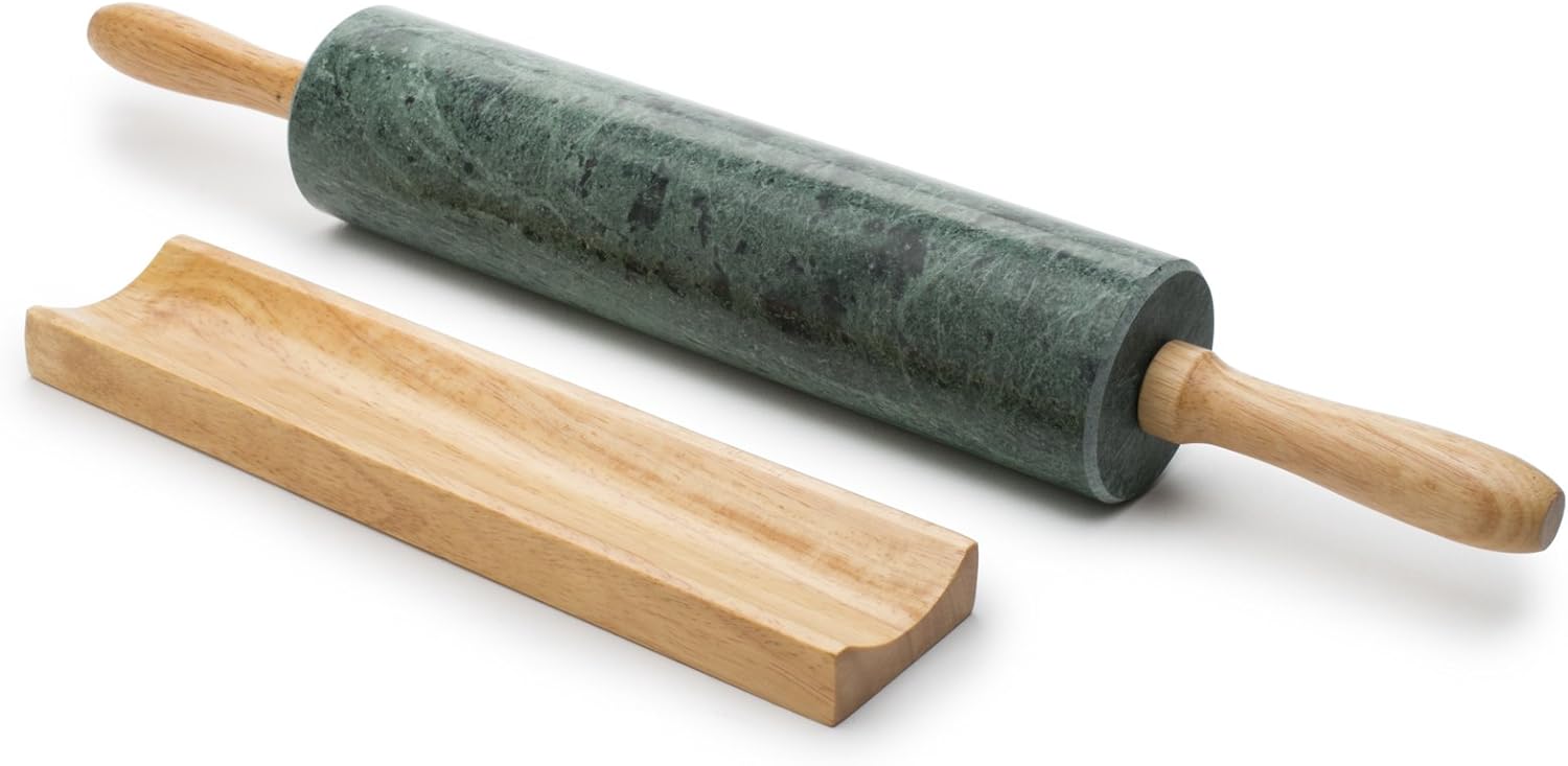 Fox Run Green Marble Rolling Pin 10"