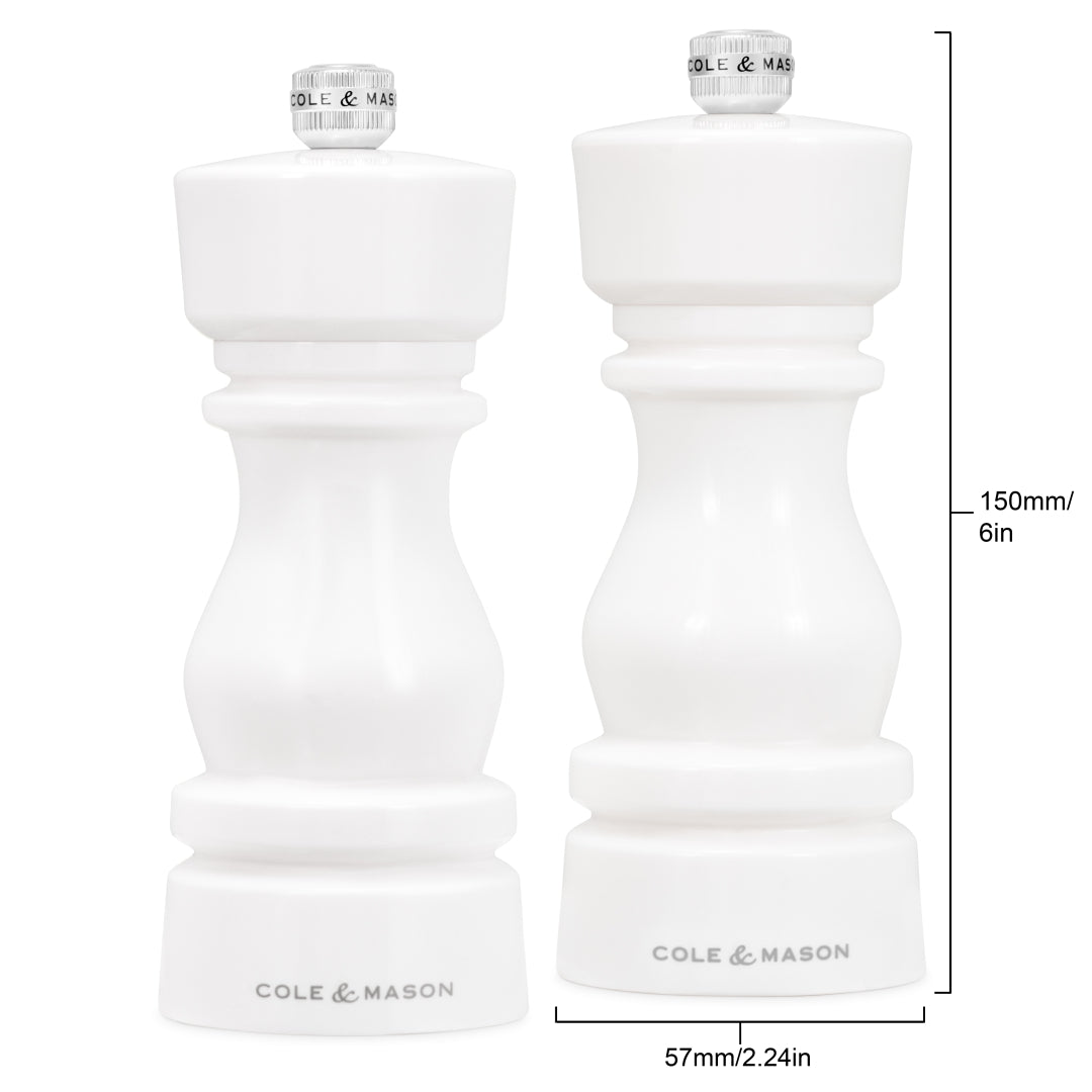 Cole & Mason London Salt & Pepper Mill Gift Set – White Acrylic