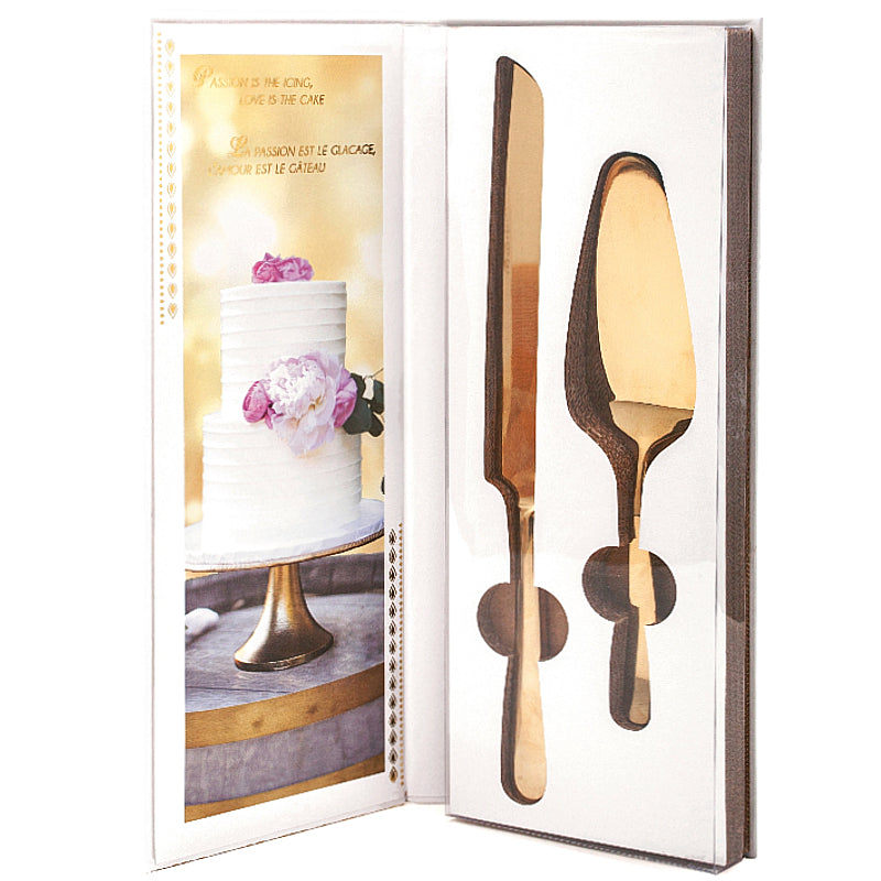 Natural Living Cake Serving Set with Gold Finish