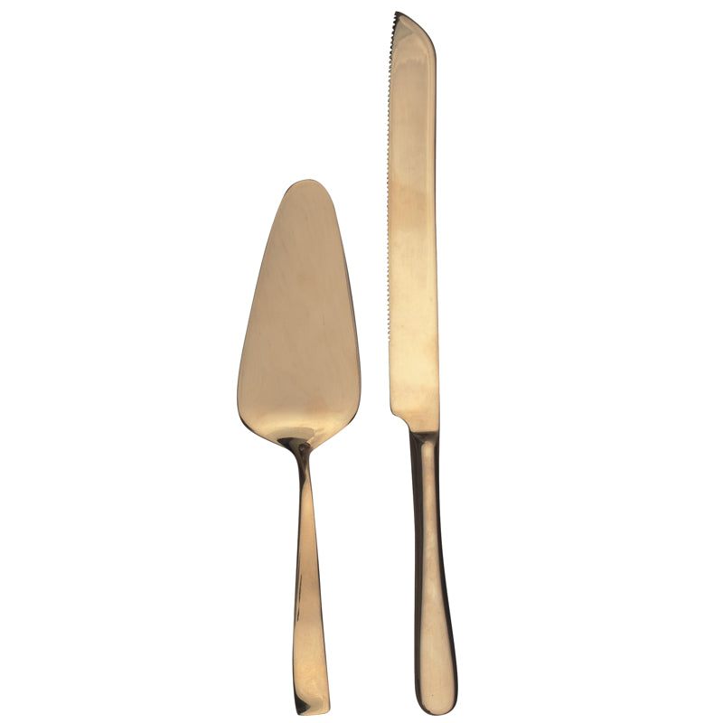 Natural Living Cake Serving Set with Gold Finish