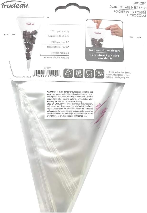 Trudeau Pro.Zip Chocolate Melt Bags – 12 " Set of 12