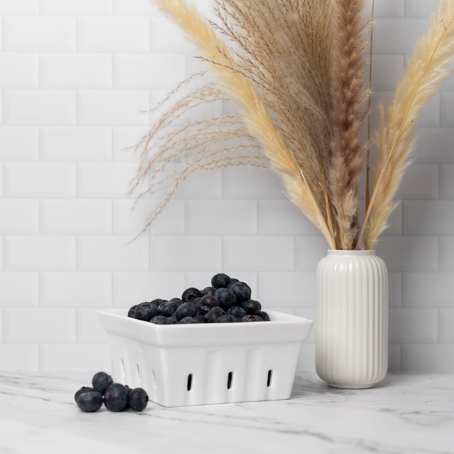 Fox Run Ceramic Berry Basket Set of 2 White