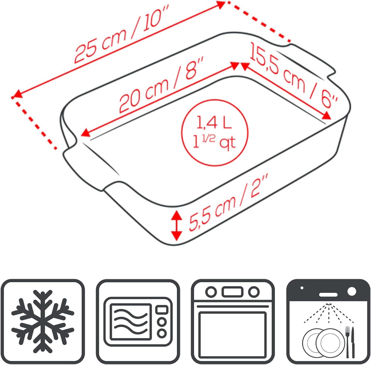 Peugeot Ceramic Baking Dish – Rectangular – Ecru – 25 cm