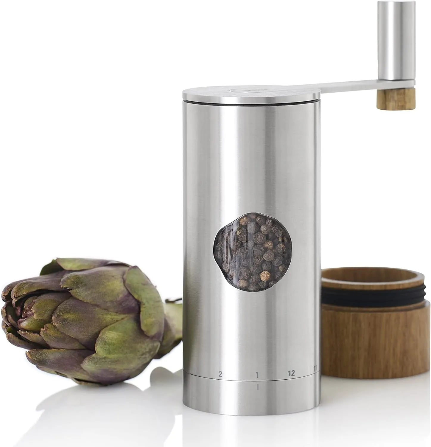 AdHoc PowerMill Stainless Steel Geared Handle Salt & Pepper Mill – 8" / 20 cm