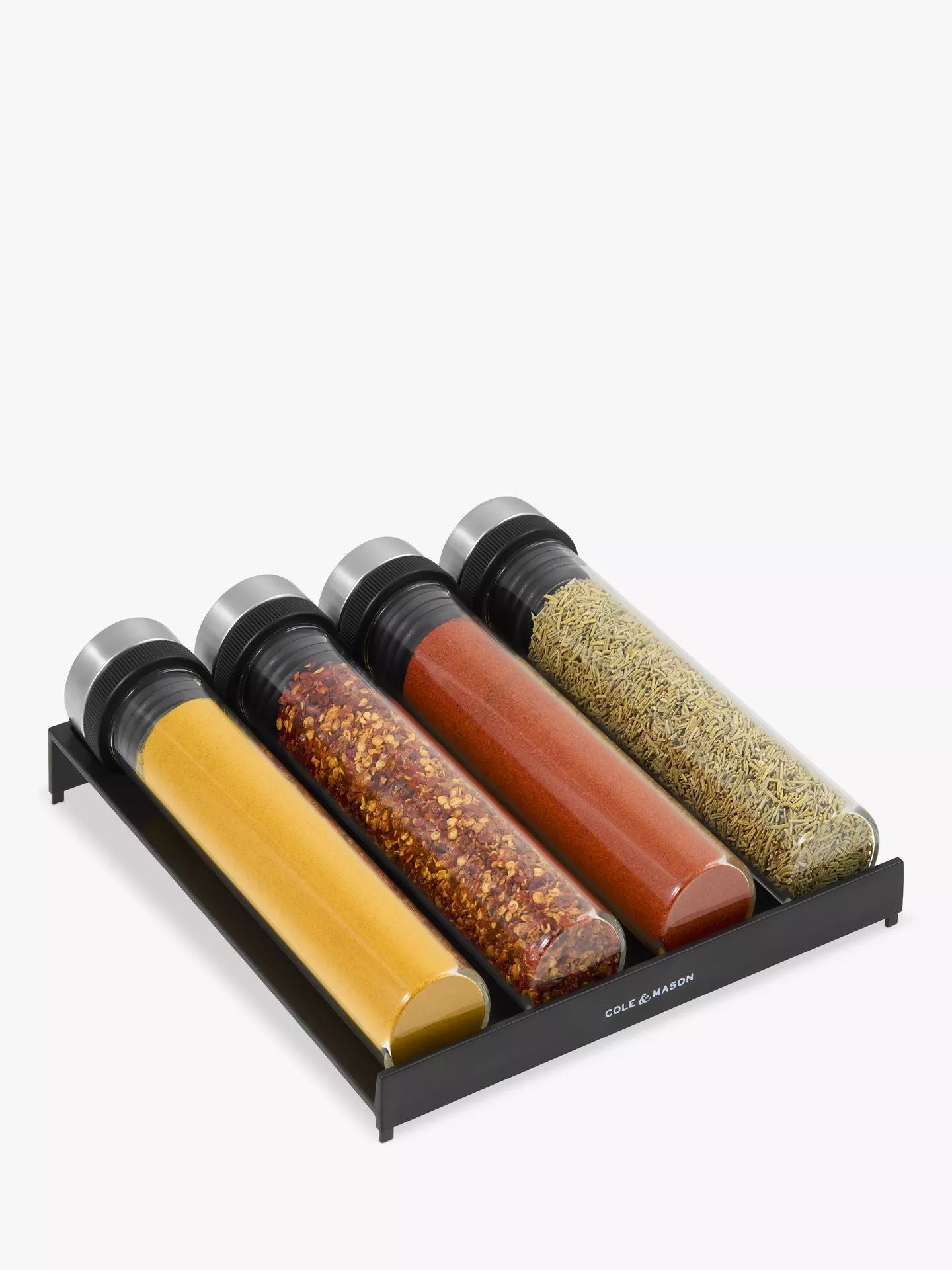 Cole & Mason Shadwell Drawer-Fit Spice Storage Set – 4 Glass Jars