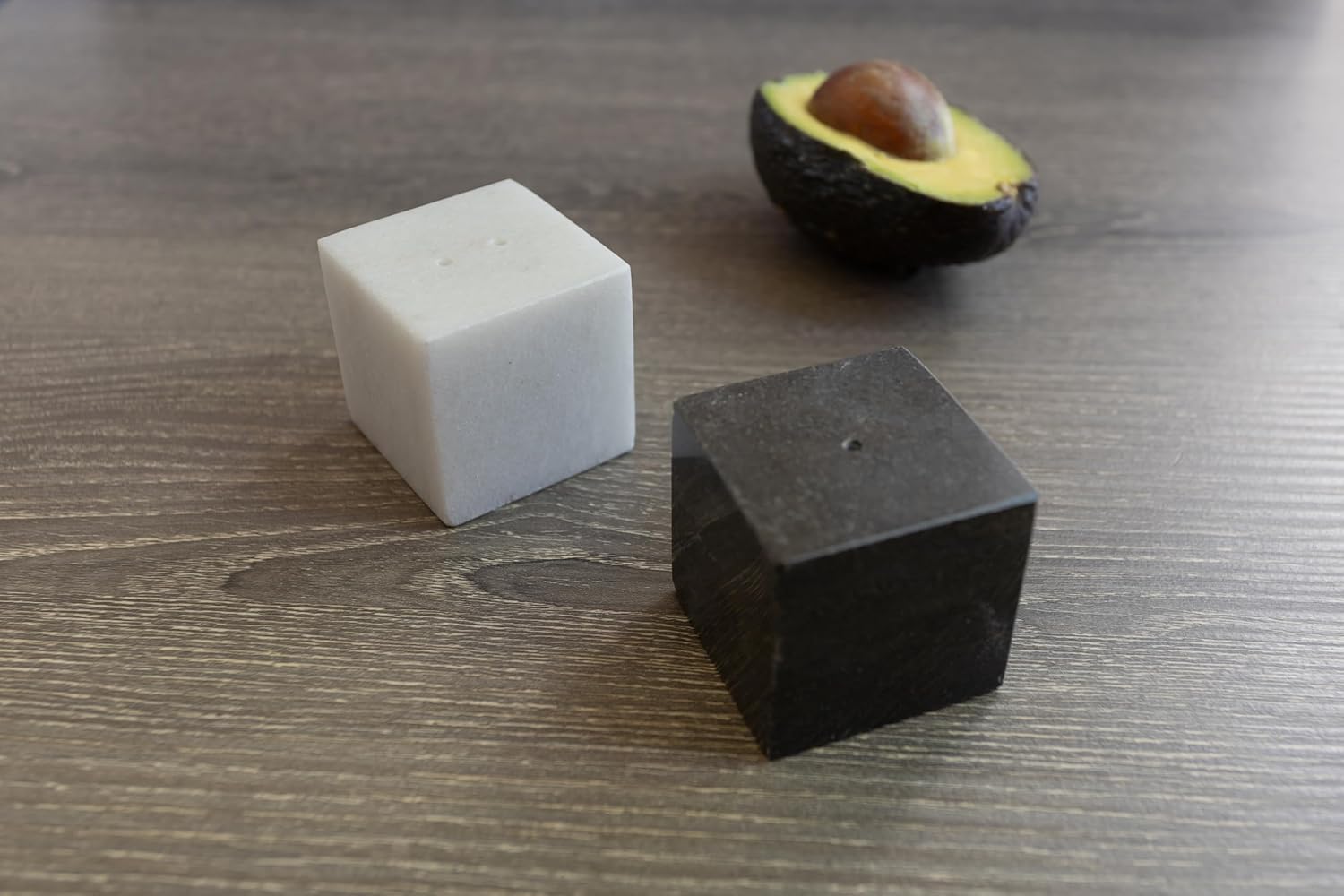 Fox Run Mini Marble Salt Shakers, Black & White Set