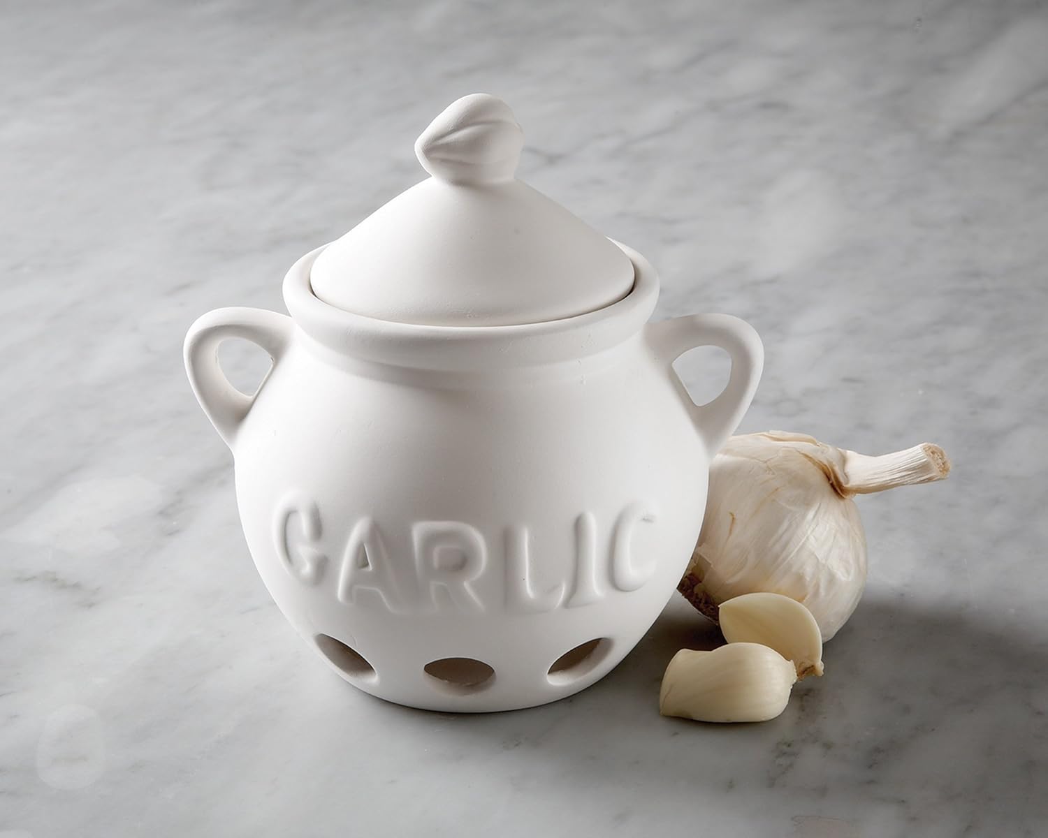 Fox Run White Ceramic Garlic Keeper
