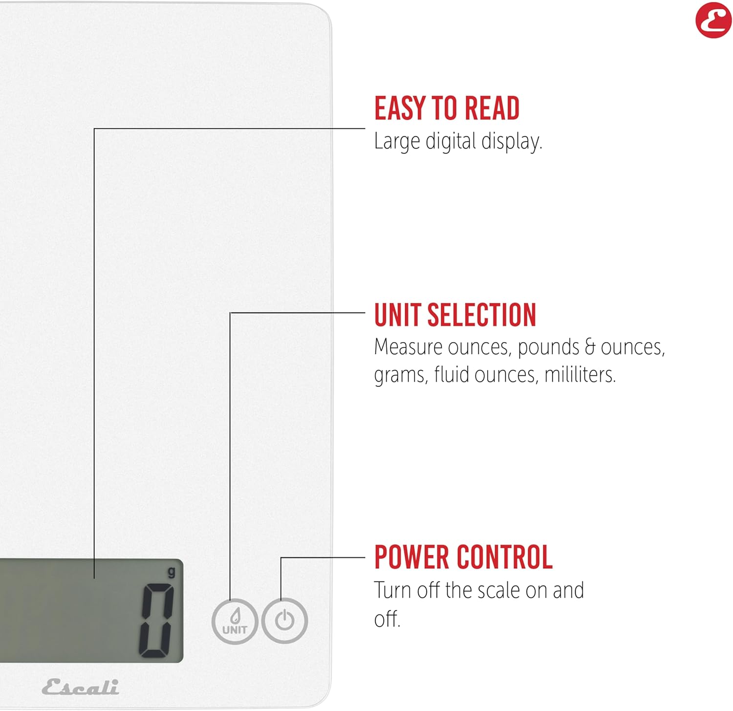 Escali Arti Digital Glass Kitchen Scale Frost White