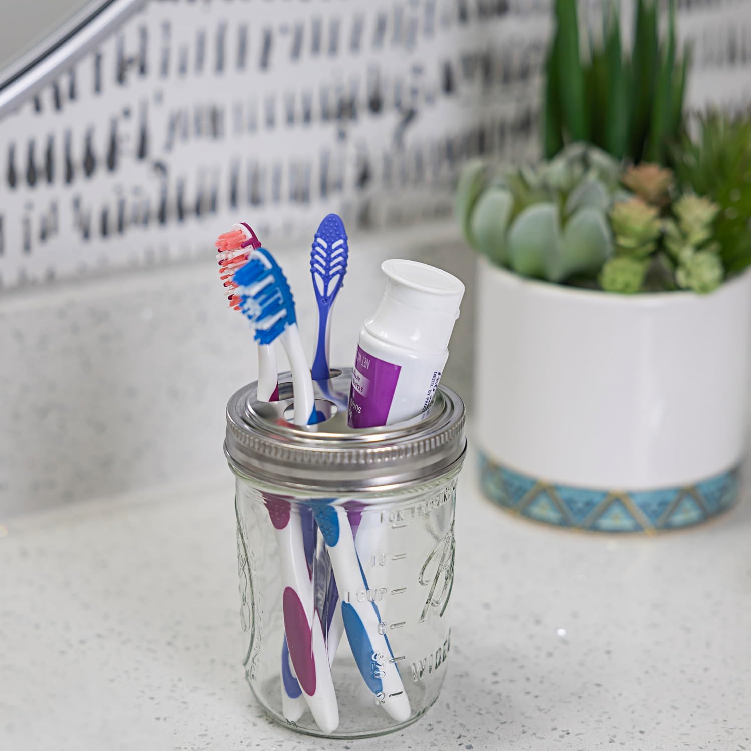 Jarware Toothbrush and Toothpaste Holder Set