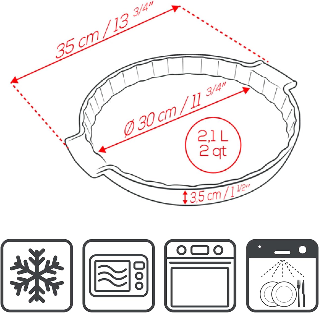 Peugeot Ceramic Tart Dish – Ecru – 30 cm