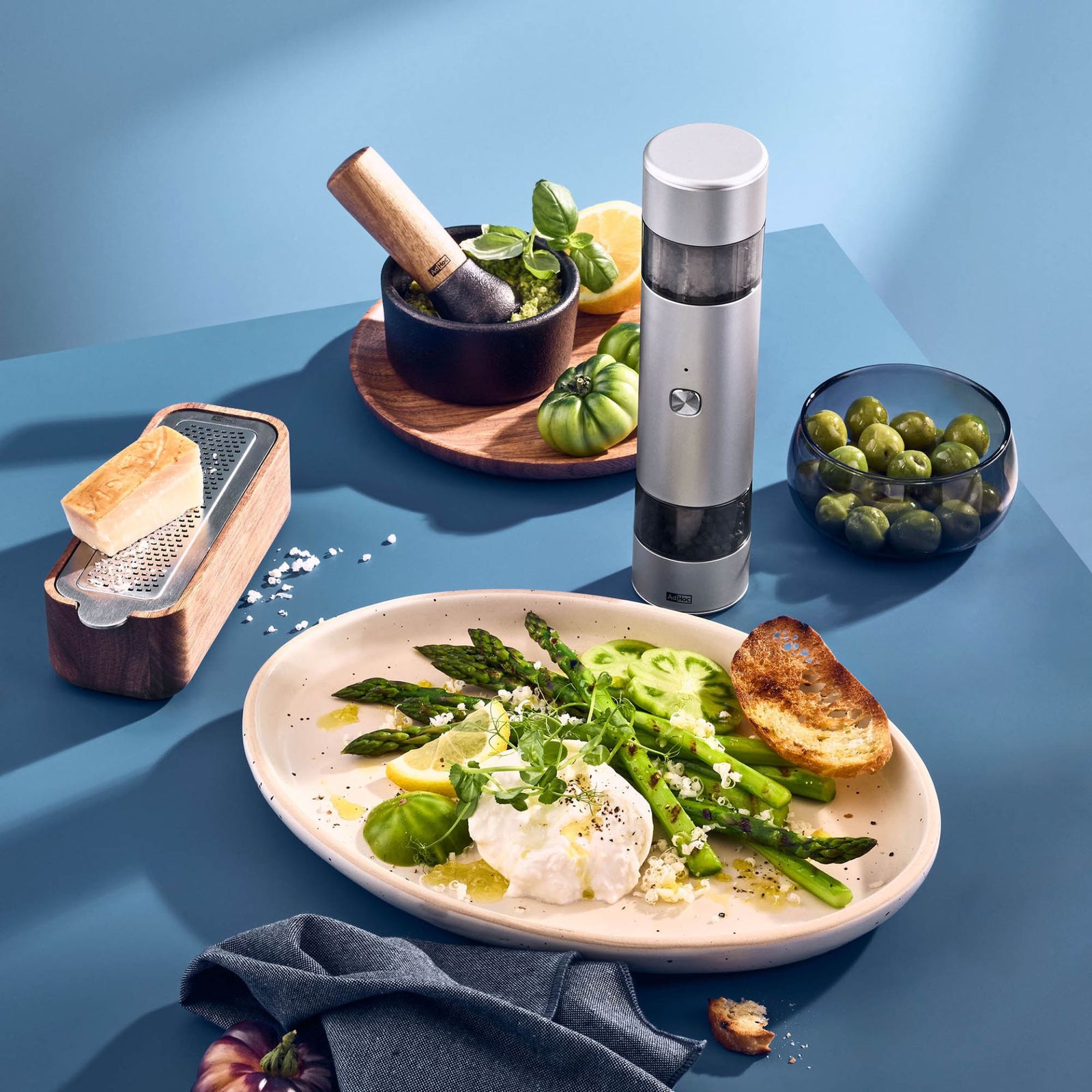 AdHoc i.Mill Duo Electric Pepper & Salt Double Mill – Light Grey – 9.3" / 23.5 cm