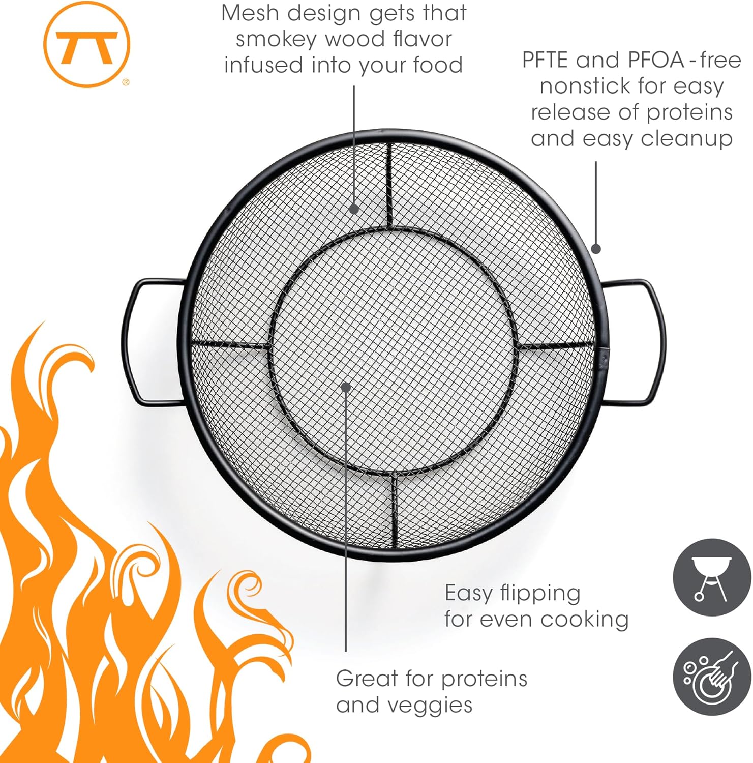 Outset Non-Stick Round Shallow Grill Basket