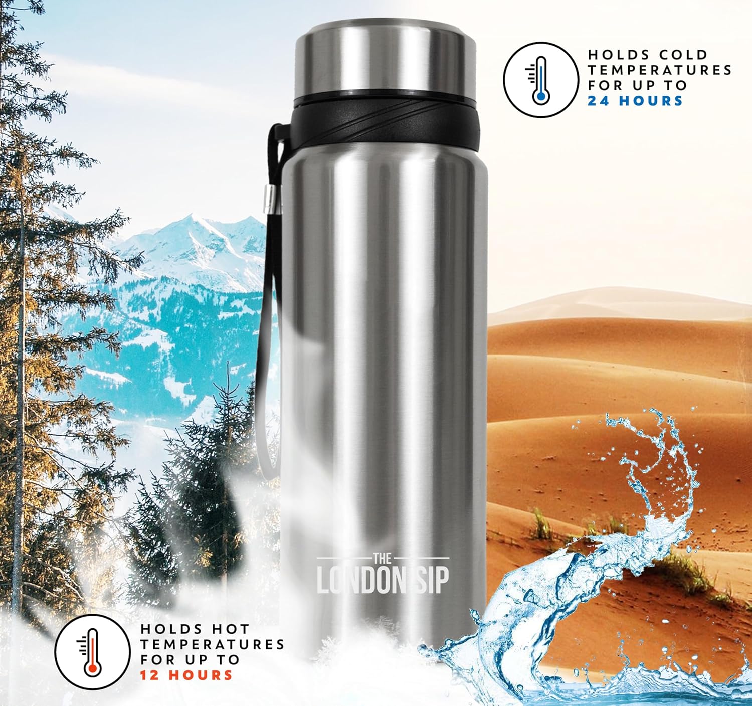 London Sip Tea Infuser Bottle – Silver – 25 oz