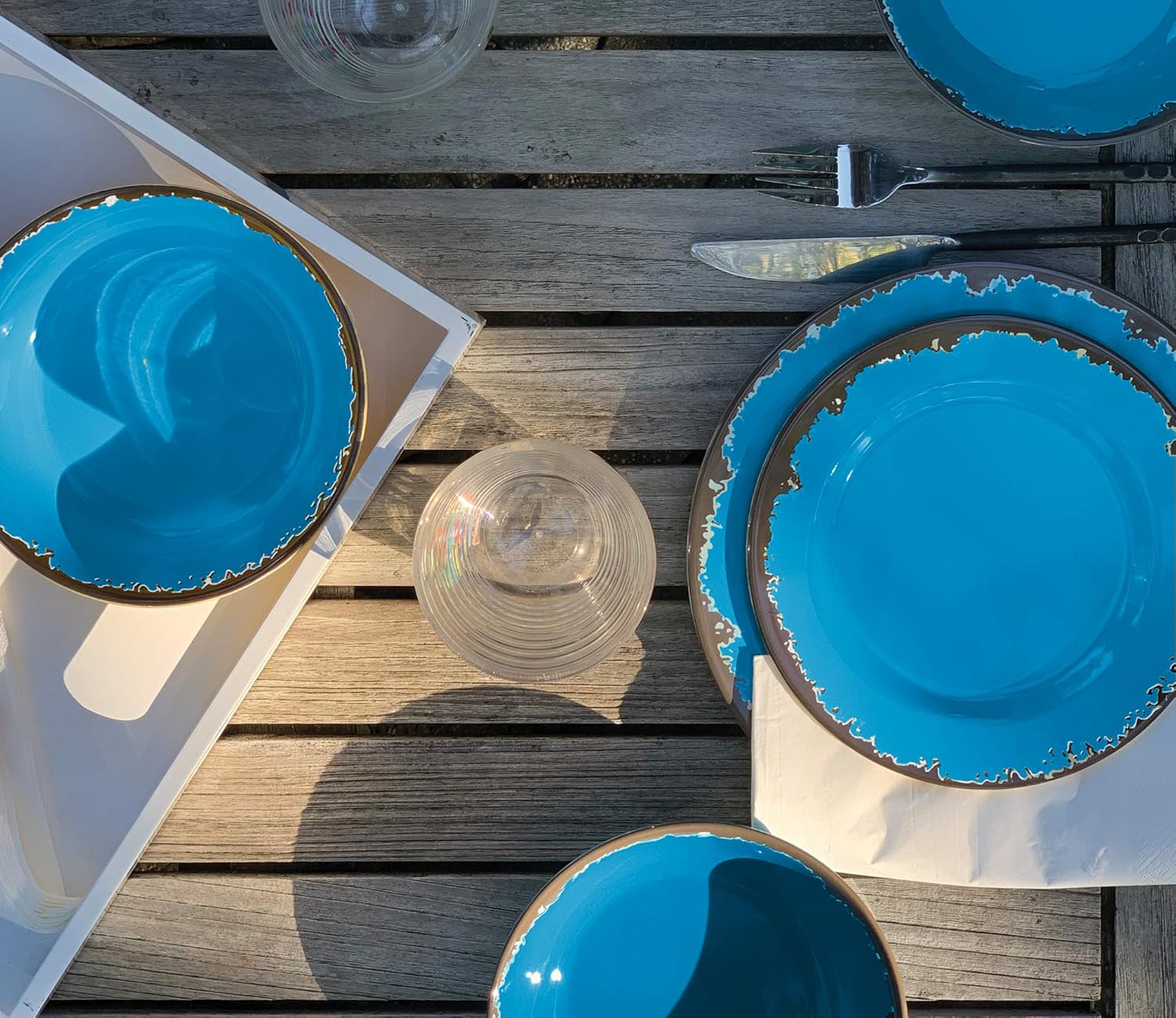 Fox Run Blue Melamine Dinnerware Set, 12 Piece