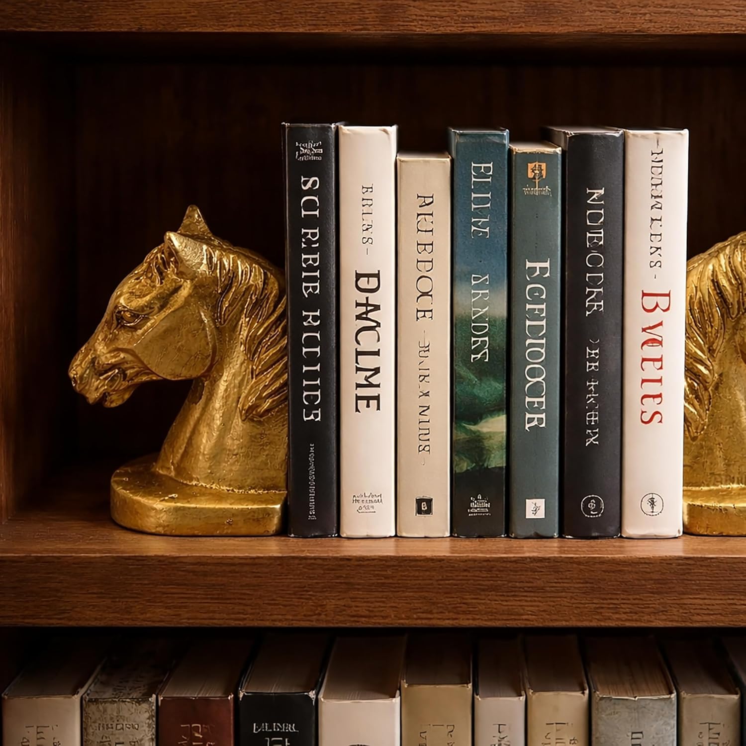 Fox Run Gold Horse Head Iron Bookends, Set of 2