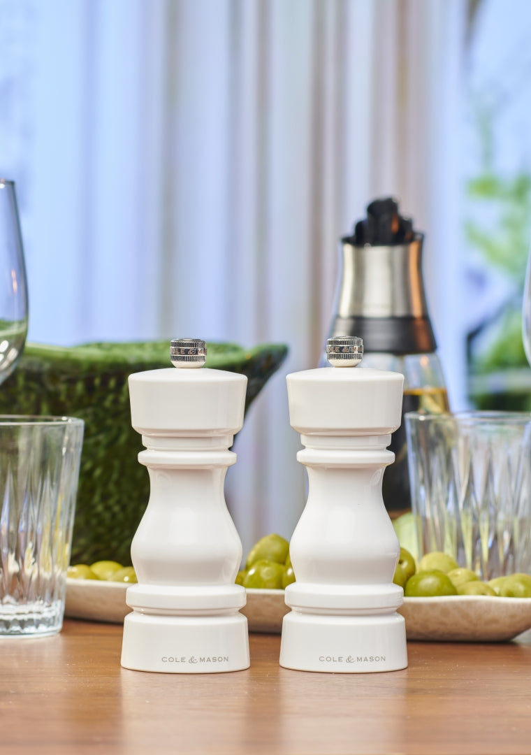 Cole & Mason London Salt & Pepper Mill Gift Set – White Acrylic