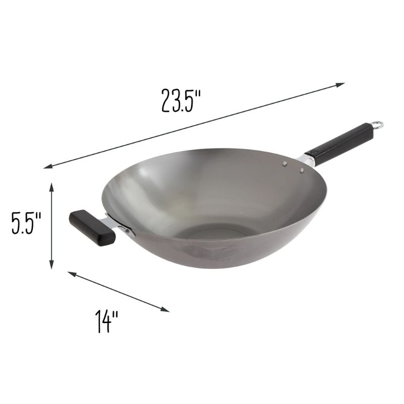 Joyce Chen Professional Series 14-Inch Uncoated Carbon Steel Flat-Bottom Wok Joyce Chen by Kitchen Niche