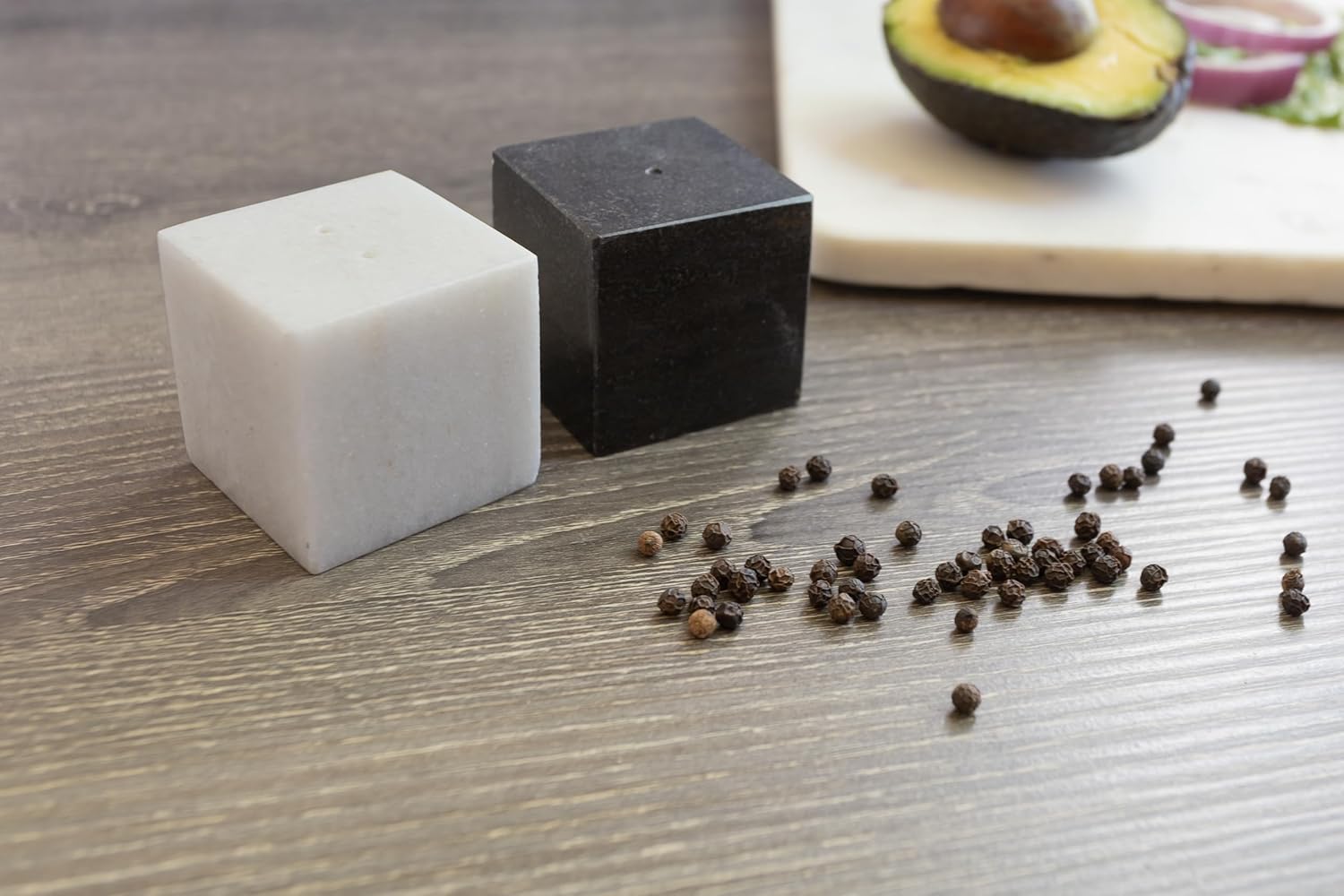 Fox Run Mini Marble Salt Shakers, Black & White Set