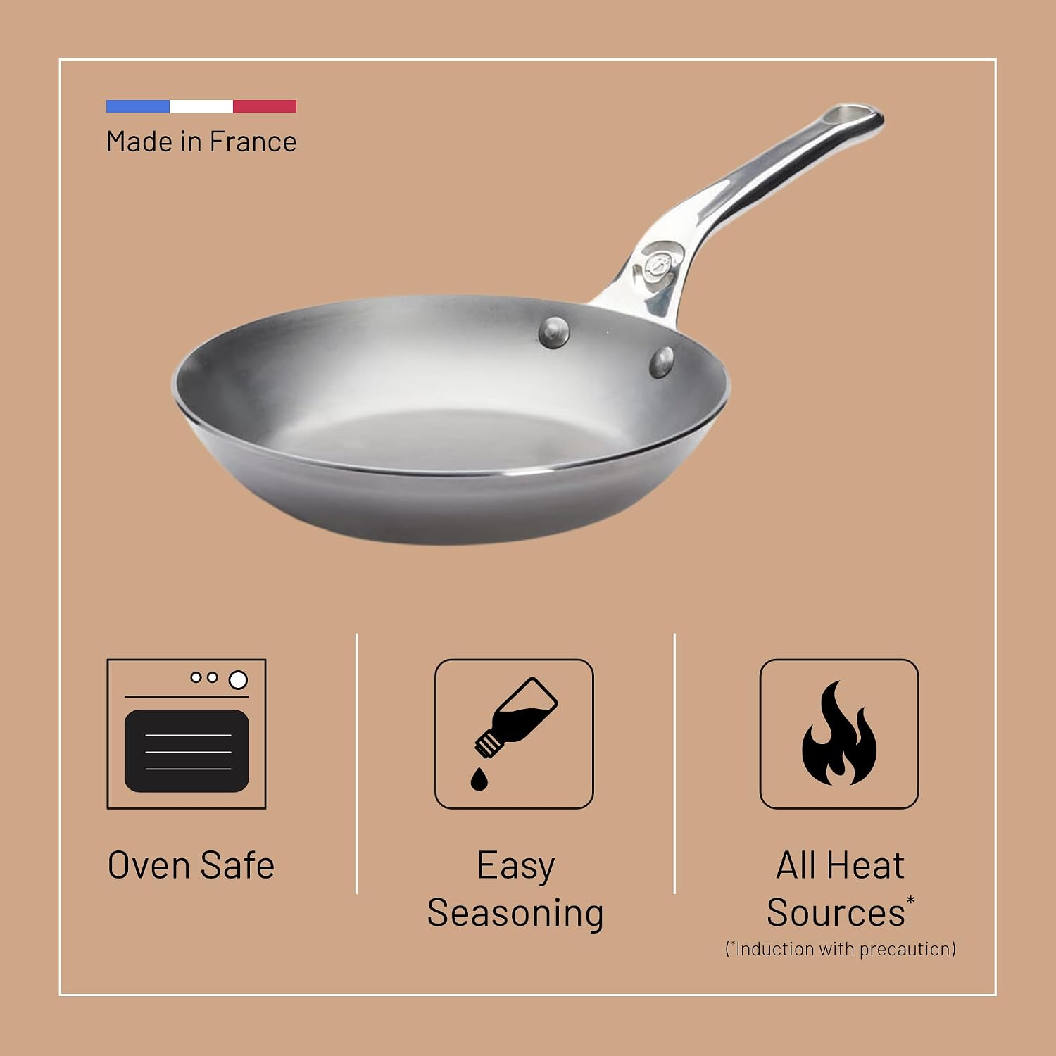 De Buyer Mineral B Pro Steel Fry Pan – 32 cm