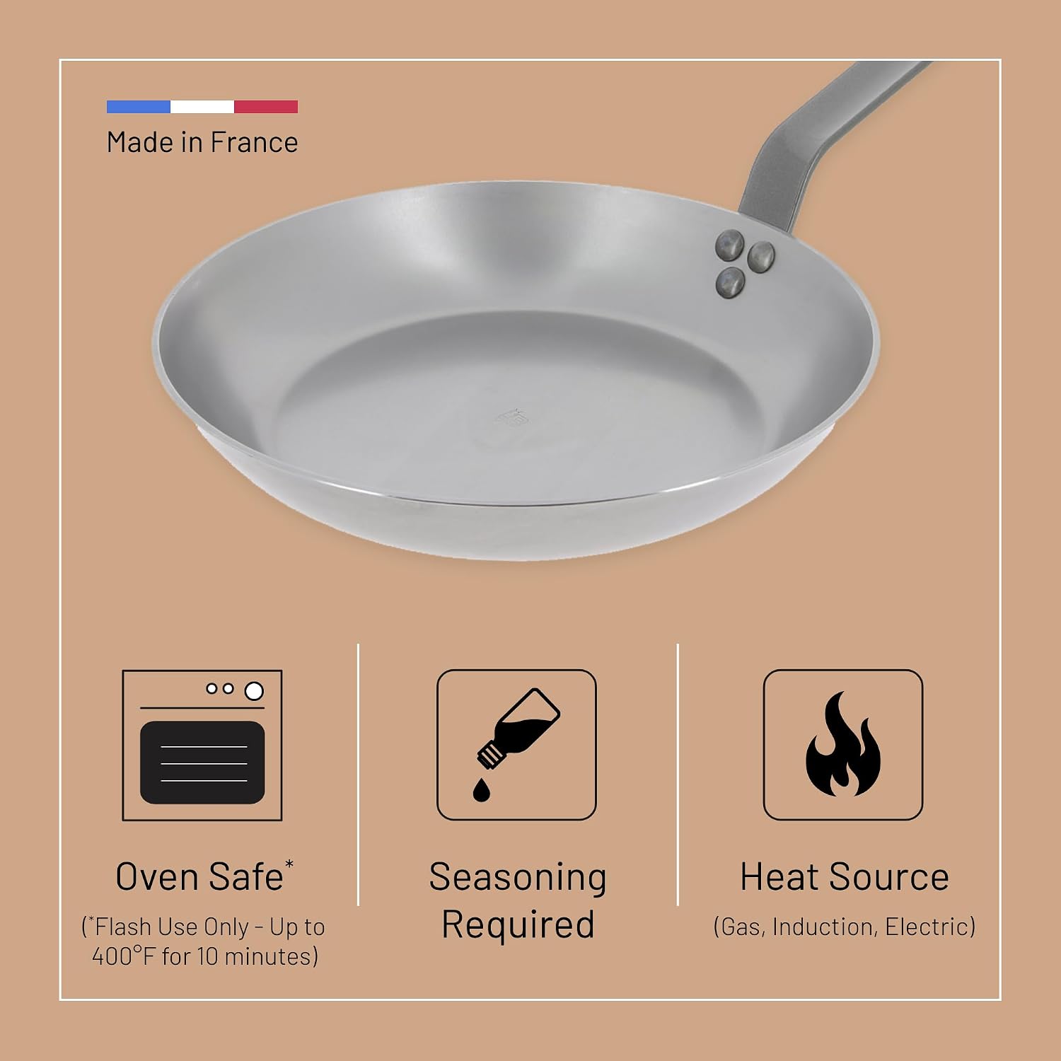 De Buyer Mineral B Element Omelette Fry Pan – 24 cm