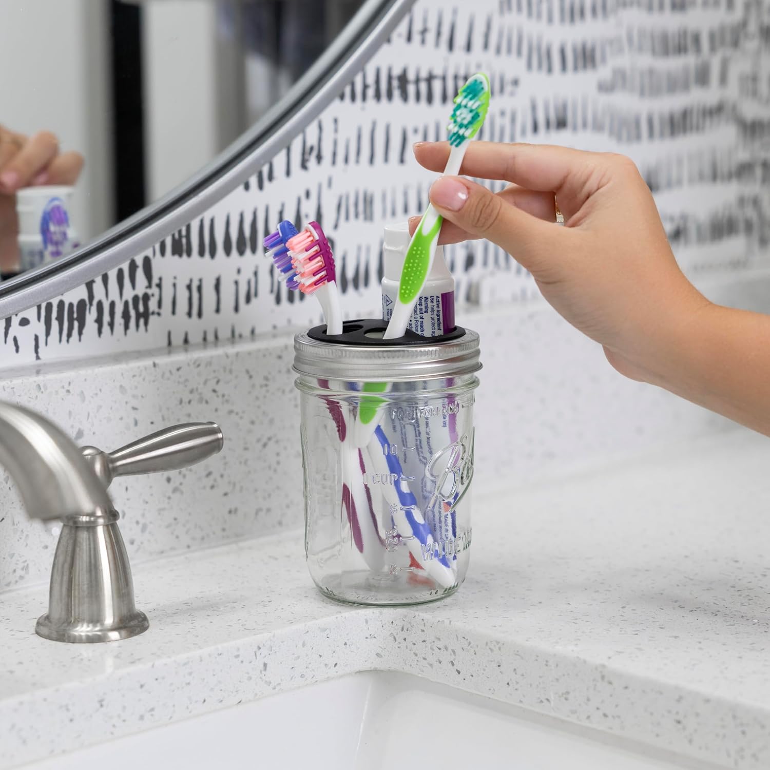 Jarware Black Toothbrush and Toothpaste Holder Set
