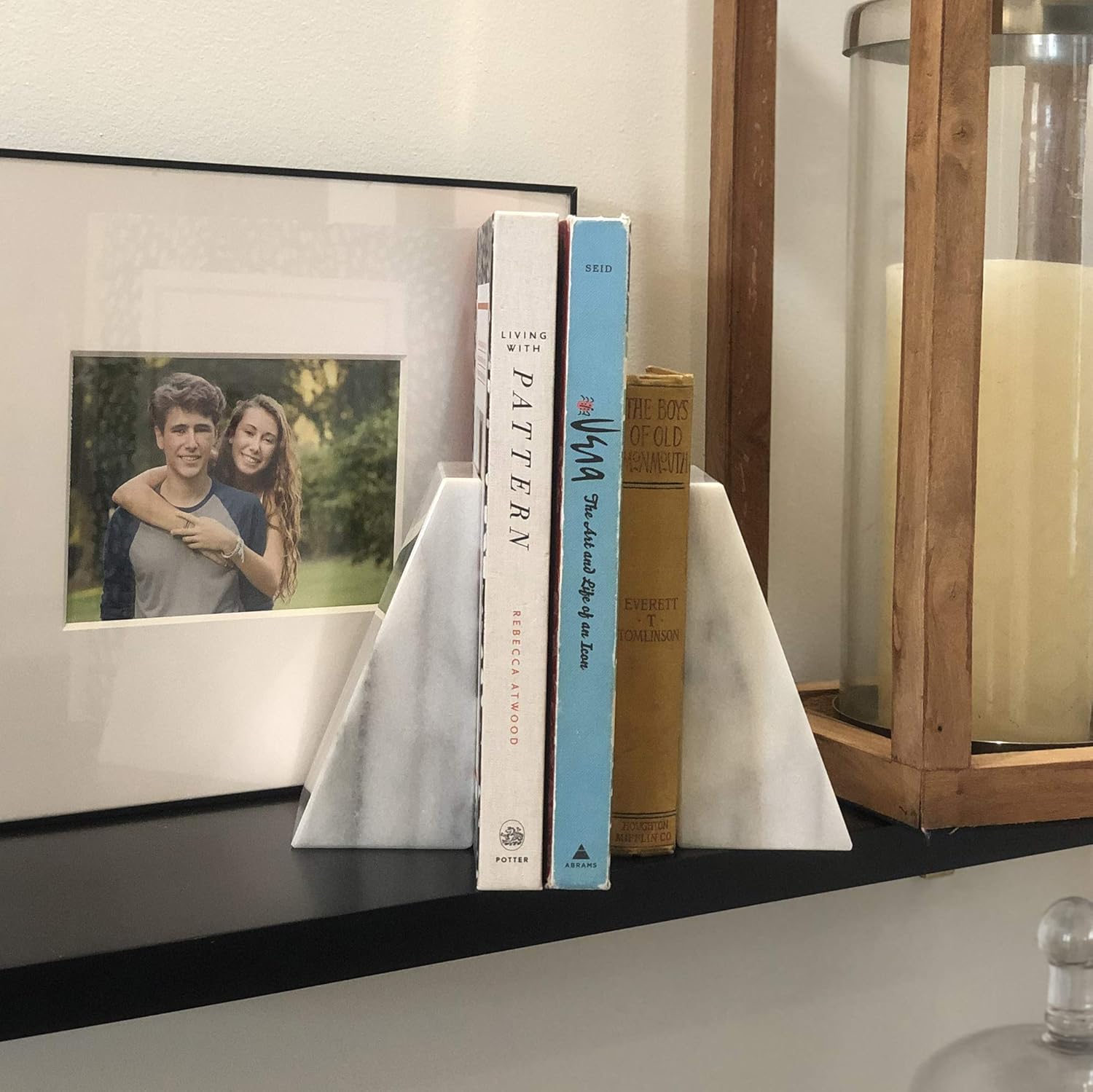 Fox Run White Marble Triangle Bookends, Set of 2