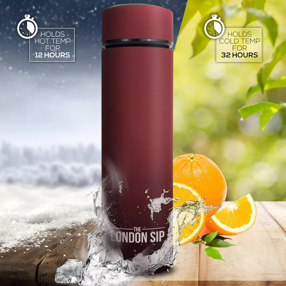 London Sip Tea Infuser Bottle – Red – 16 oz