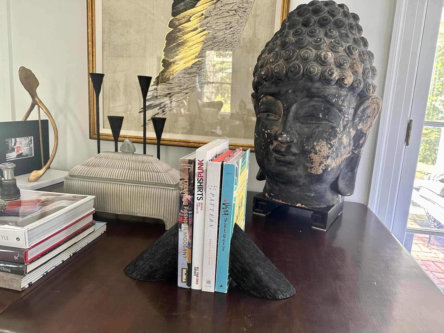 Fox Run Black Angled Marble Bookends