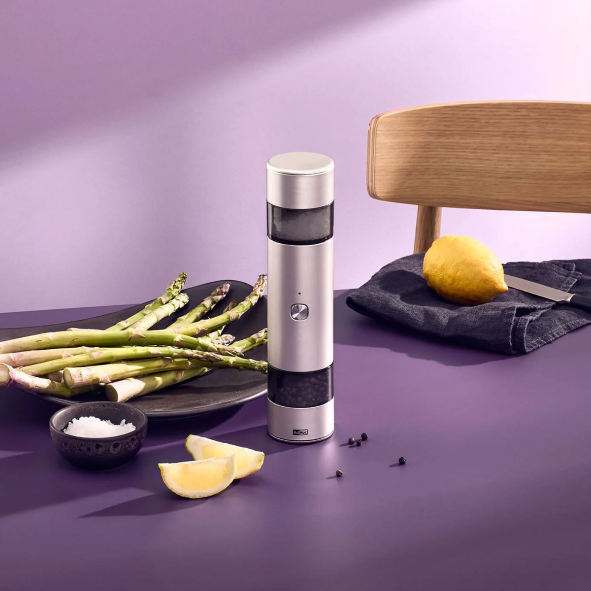 AdHoc i.Mill Duo Electric Pepper & Salt Double Mill – Light Grey – 9.3" / 23.5 cm
